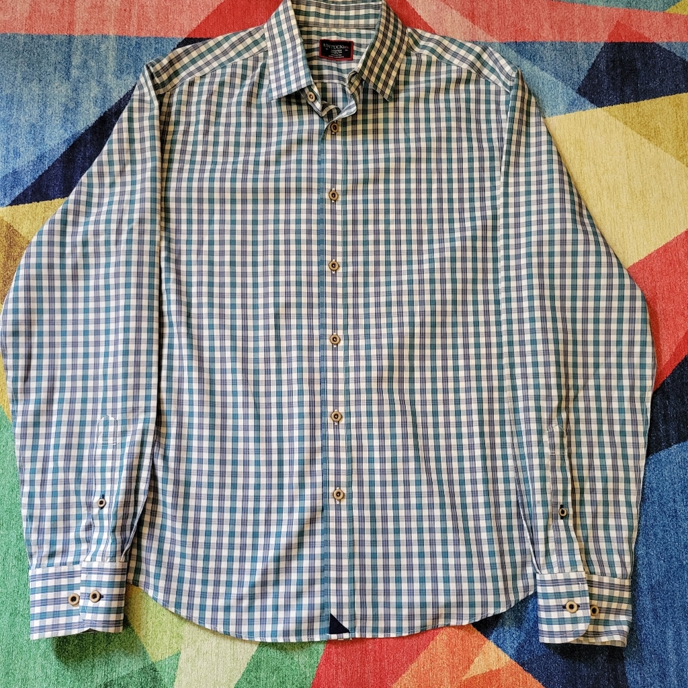 UNTUCKit Pre-owned Mens Medium Long Sleeve Shirt Button Down Blue/White Plaid